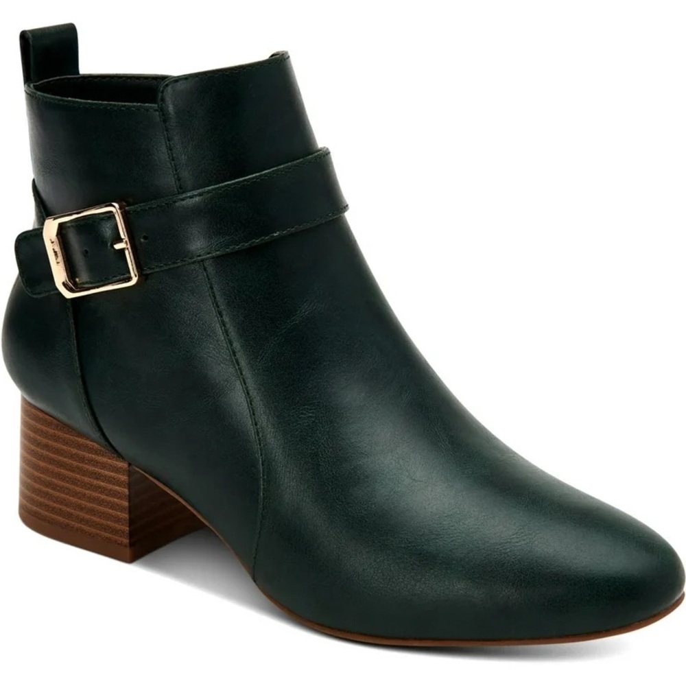 Charter Club Katiaa Faux Leather Ankle Boots — Olive Green (Size 8.5M, NWOT)